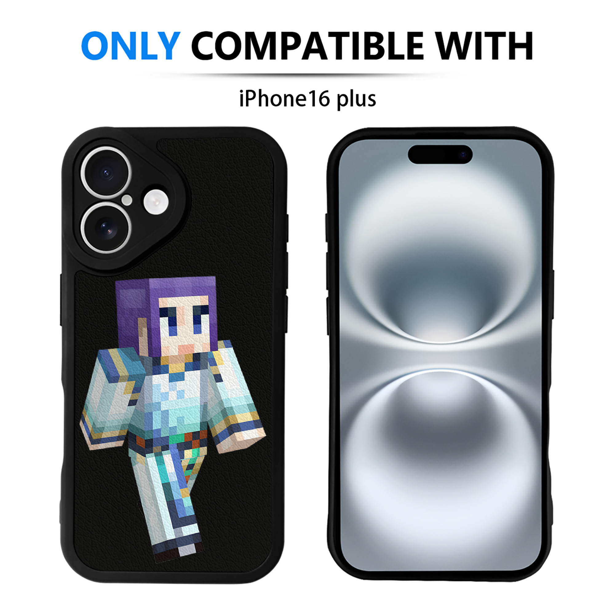 （画像用） マインクラフト ブロックの世界 Minecraft MC Block world 【iPhone 16シリーズ対応】シリコンスマホケース（レザー調） 材質：シリコン